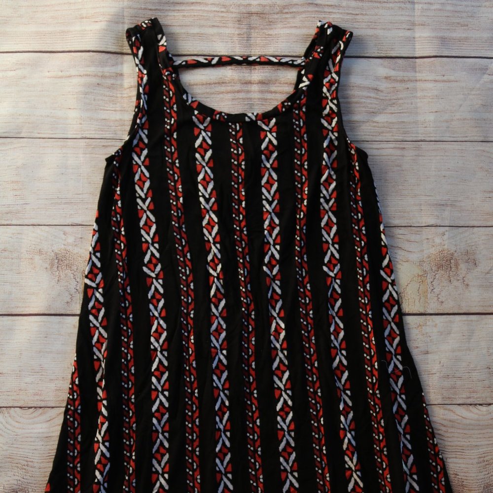 aglow Maternity Orange Tribal Tassel Dress